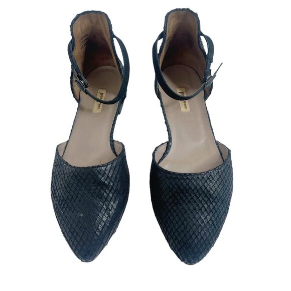 Paul Green Sadie Snakeprint Nubuck Ankle Strap Flat Black Nubuck Size. 7.5 - Picture 2 of 10